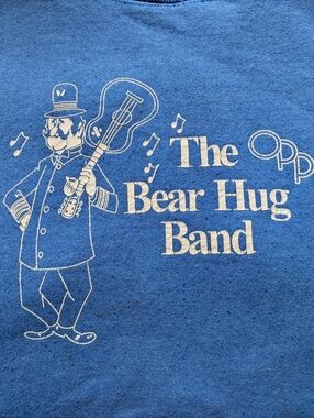Vintage 90s Crewneck Sweatshirt The Bear Hug Band Adult Large Sweater Blue Dad